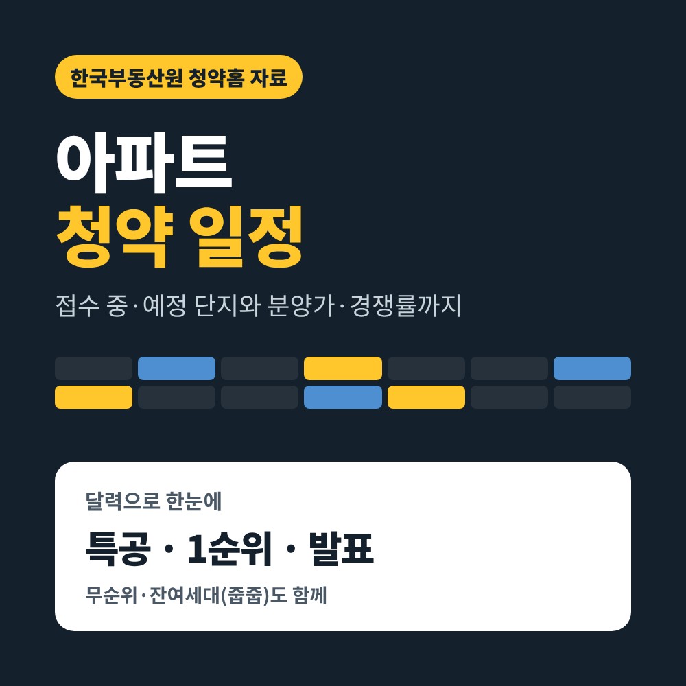 아파트 청약 일정 – 접수 중·예정 단지 분양가와 경쟁률