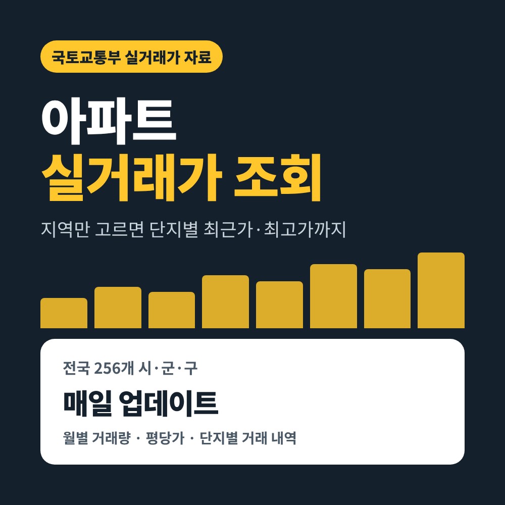 아파트 실거래가 조회 – 전국 시군구 단지별 실거래가