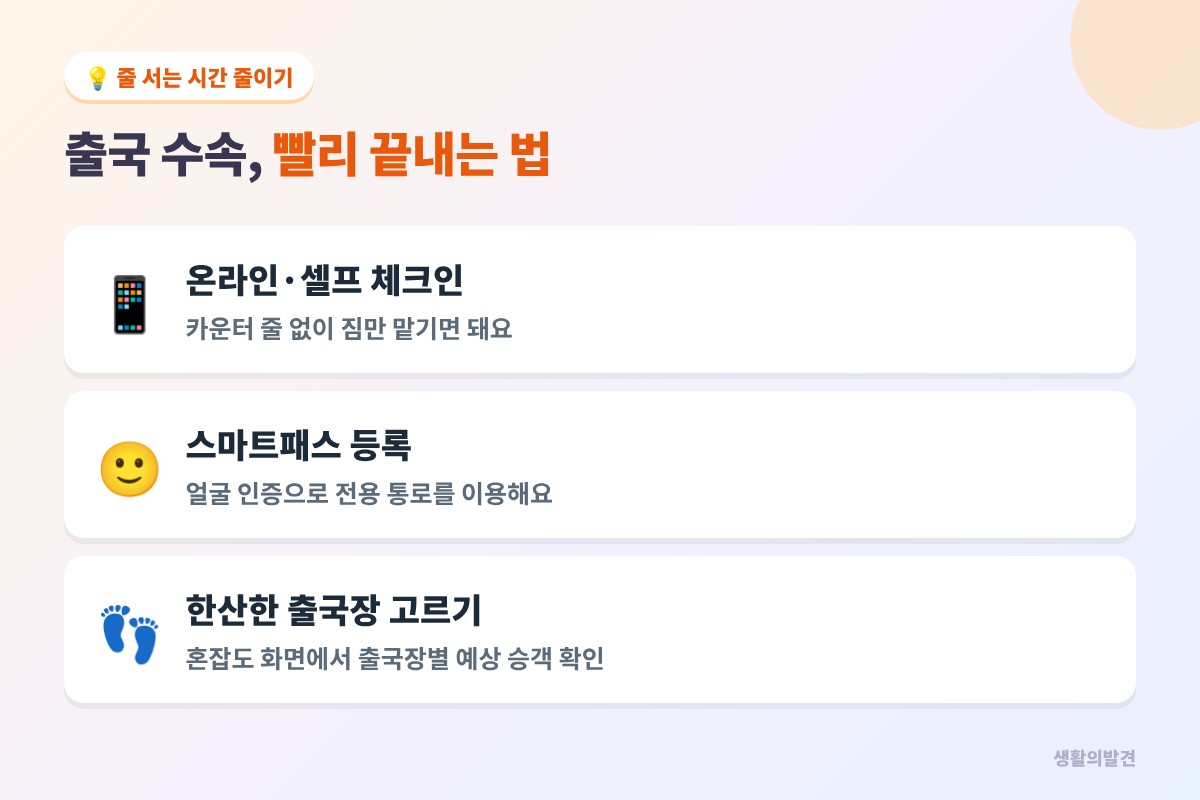 인천공항 출국 수속 빨리 끝내는 법 – 온라인 셀프 체크인, 스마트패스, 한산한 출국장